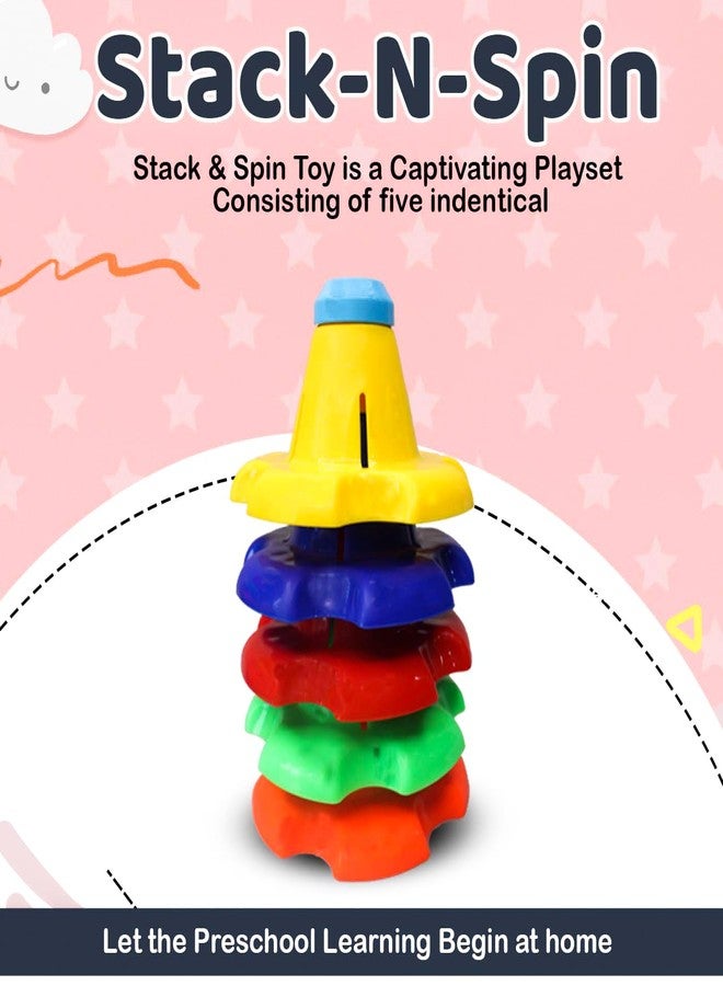 غلان مجموعة ألعاب GLAN المكونة من لعبة تكديس النجوم، ولعبة تكديس الحلقات، ولعبة تكديس وتدوير البرج الدوار، ولعبة فرز الأشكال المكعبة للأطفال الصغار للعب في المنزل والمدرسة (5 ألعاب في 1) - Image 3